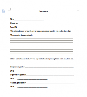 Suspension Form Template