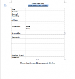 employee referral form template word