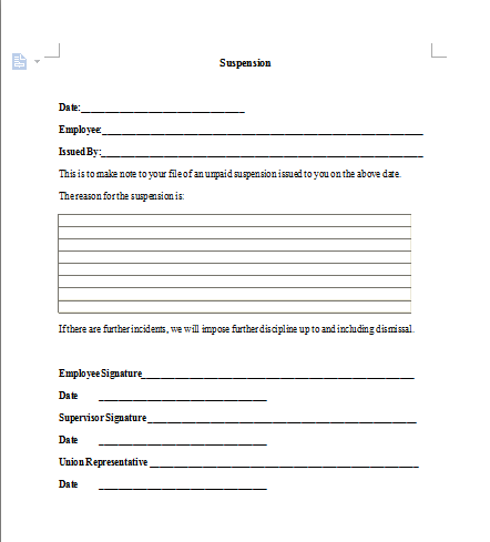 in school suspension assignment forms