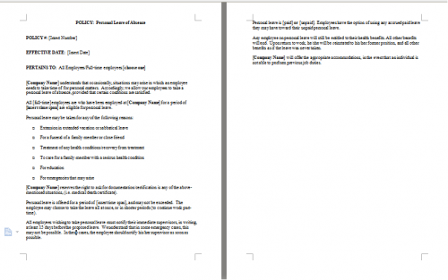 personal leave of absence policy template